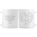 Personalised ‘Happy 25th Anniversary’ Silver Heart Design Ceramic Mug - Image 4