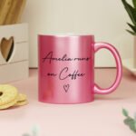 Personalised Any Message Heart Motif Pink Glitter Ceramic Mug - Image 3