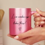 Personalised Any Message Heart Motif Pink Glitter Ceramic Mug - Image 5