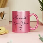 Personalised Any Message Heart Motif Pink Glitter Ceramic Mug - Image 6