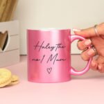 Personalised Any Message Heart Motif Pink Glitter Ceramic Mug - Image 7