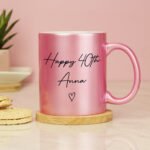 Personalised Any Message Heart Motif Pink Glitter Ceramic Mug - Image 8
