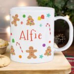 Personalised Children's Gingerbread Pattern Plastic Christmas Mug