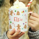 Personalised Children's Gingerbread Pattern Plastic Christmas Mug - Image 3
