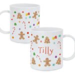 Personalised Children's Gingerbread Pattern Plastic Christmas Mug - Image 4