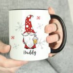 Personalised Gonk Family (Adult Male) Black Handled Christmas Ceramic Mug - Image 2