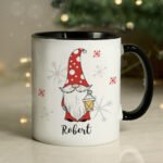 Personalised Gonk Family (Adult Male) Black Handled Christmas Ceramic Mug - Image 3