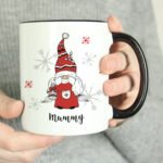Personalised Gonk Family (Adult Female) Black Handled Christmas Ceramic Mug - Image 2