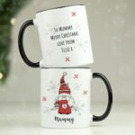Personalised Gonk Family (Adult Female) Black Handled Christmas Ceramic Mug - Image 3