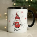 Personalised Gonk Family (Adult Female) Black Handled Christmas Ceramic Mug - Image 4