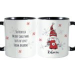 Personalised Gonk Family (Adult Female) Black Handled Christmas Ceramic Mug - Image 5