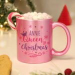 Personalised 'Queen Of Christmas' Pink Ceramic Mug - Image 3