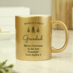 Personalised Christmas Trees Motif Gold Glitter Ceramic Mug - Image 4