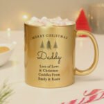 Personalised Christmas Trees Motif Gold Glitter Ceramic Mug - Image 5