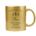 Personalised Christmas Trees Motif Gold Glitter Ceramic Mug - Image 6