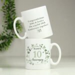 Personalised Any Message Botanical Design Anniversary Ceramic Mug - Image 3