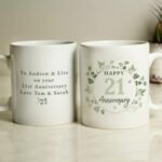 Personalised Any Message Botanical Design Anniversary Ceramic Mug - Image 5