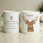 Personalised Any Message Watercolour Stag Design Ceramic Mug
