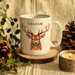 Personalised Any Message Watercolour Stag Design Ceramic Mug - Image 5