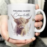 Personalised Any Message Highland Cow Design Ceramic Mug - Image 2