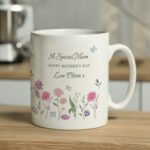 Personalised Any Message Wild Flowers Design Ceramic Mug
