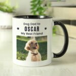 Personalised Pet Pawprints Motif Photo Upload Black Handled Ceramic Mug