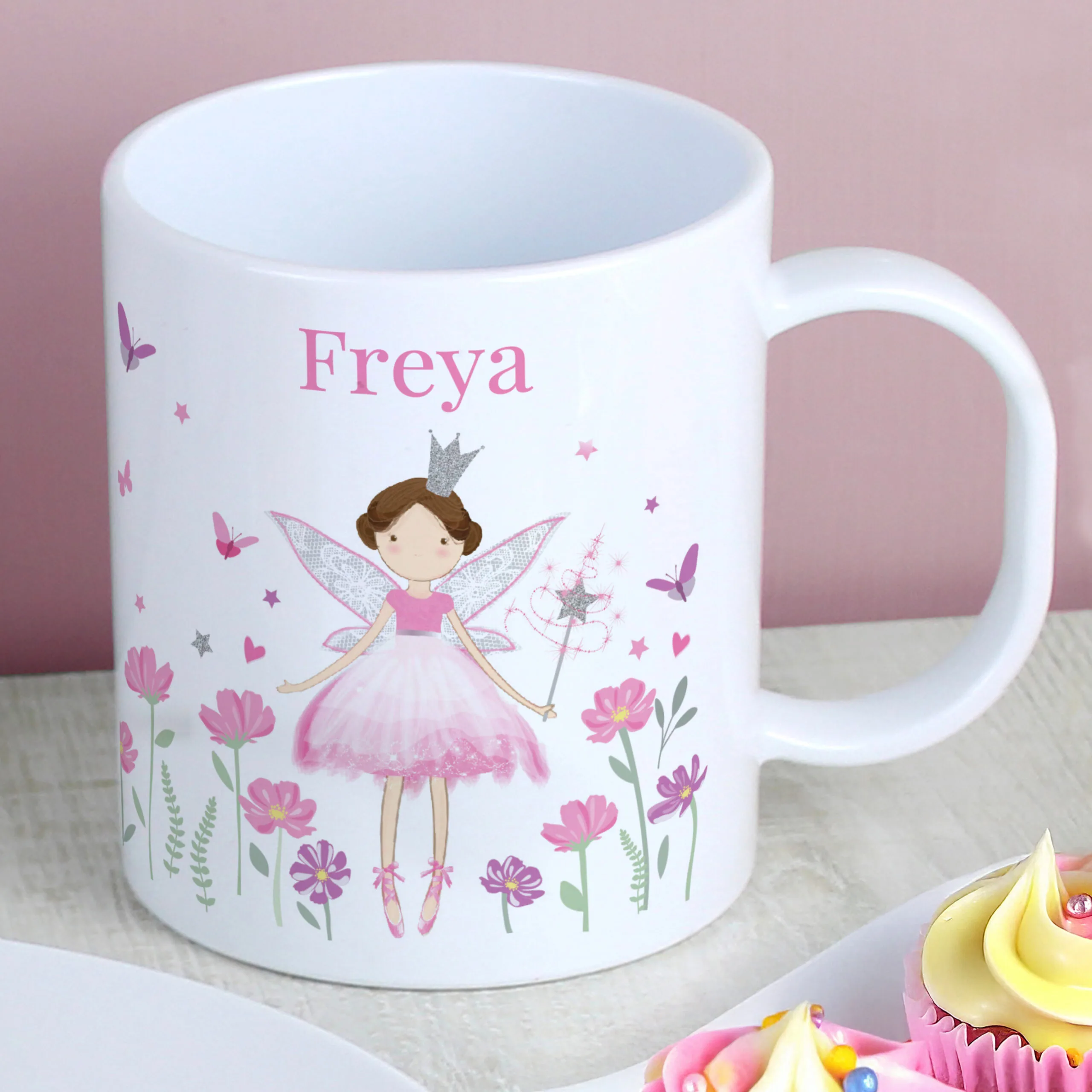 P0805O74 Personalised Children's Fairy Princess Design Plastic Mug Personalised Children's Fairy Princess Design Plastic Mug - Image 1