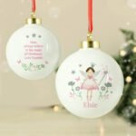 Personalised Children's Fairy Princess Design Ceramic Christmas Bauble