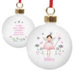 Personalised Children's Fairy Princess Design Ceramic Christmas Bauble - Image 4
