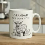 Personalised Black Highland Cow Design Ceramic Mug
