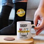 Personalised 'Fixer of All Things' Ceramic Mug & Black Socks Gift Set - Image 3