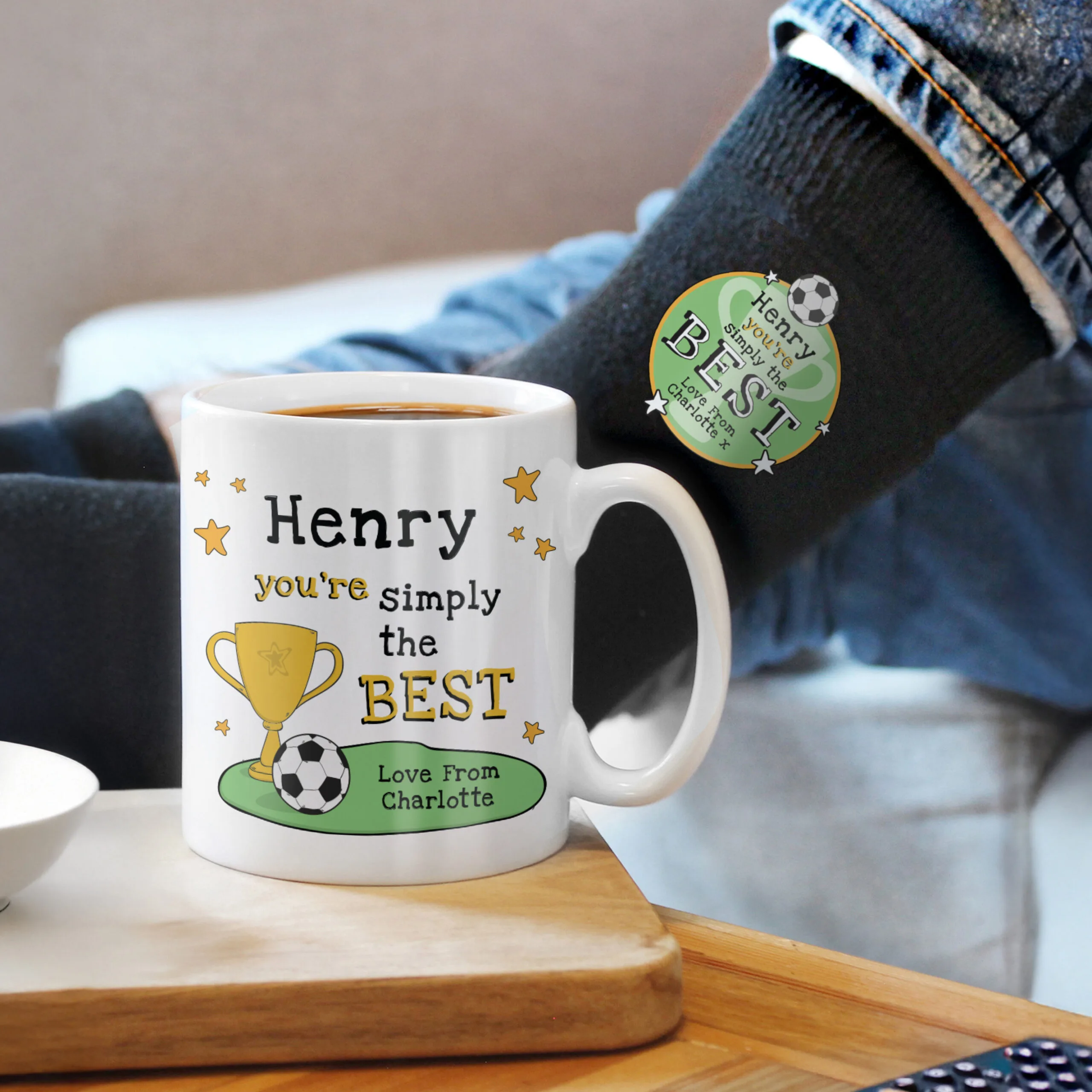 Personalised 'You're Simply The Best' Ceramic Mug & Black Socks Gift Set - Image 2