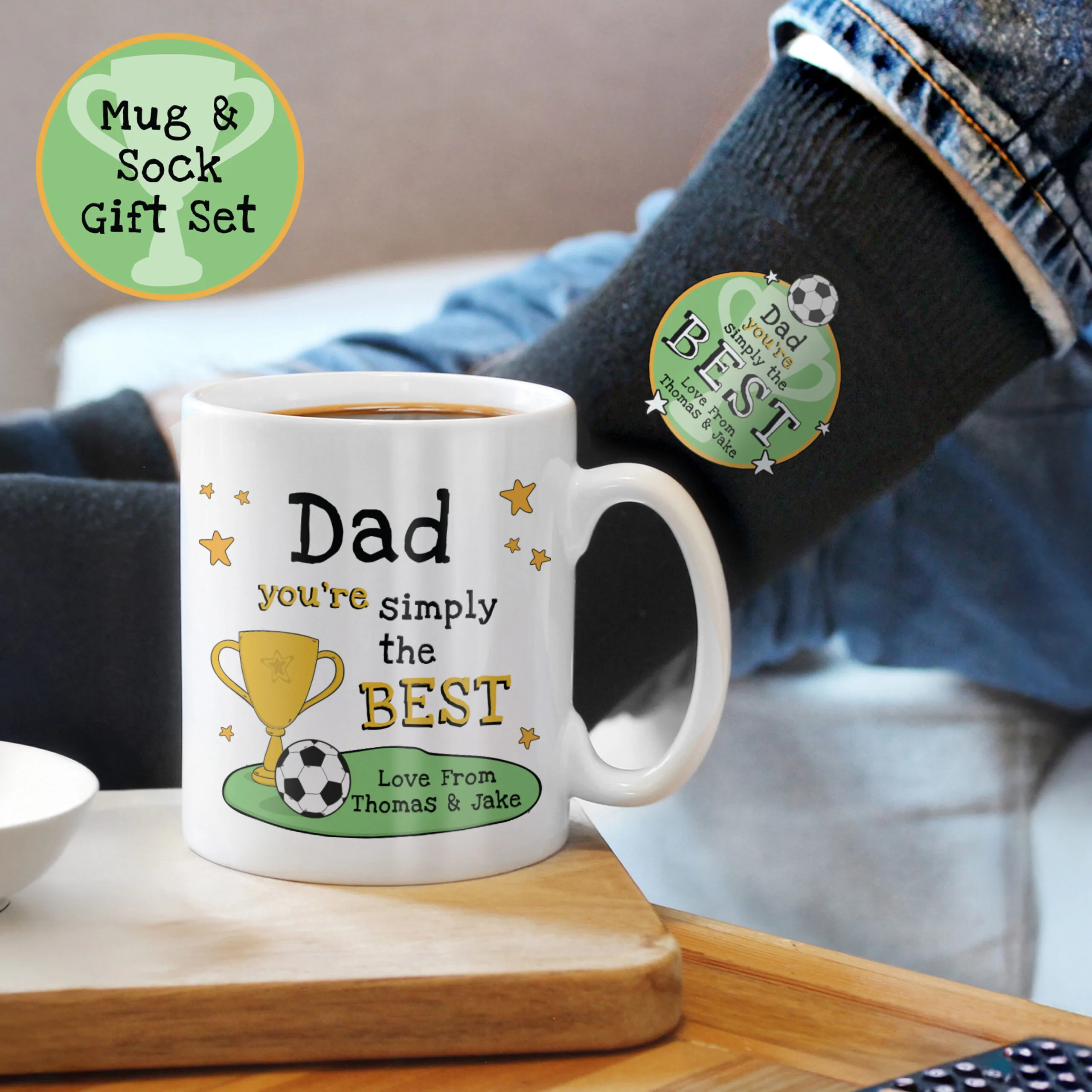 Personalised 'You're Simply The Best' Ceramic Mug & Black Socks Gift Set - Image 4