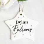 Personalised 'Believes' Ceramic Star Christmas Decoration - Image 2
