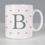 Personalised Monogram Pink Spot Design Ceramic Mug
