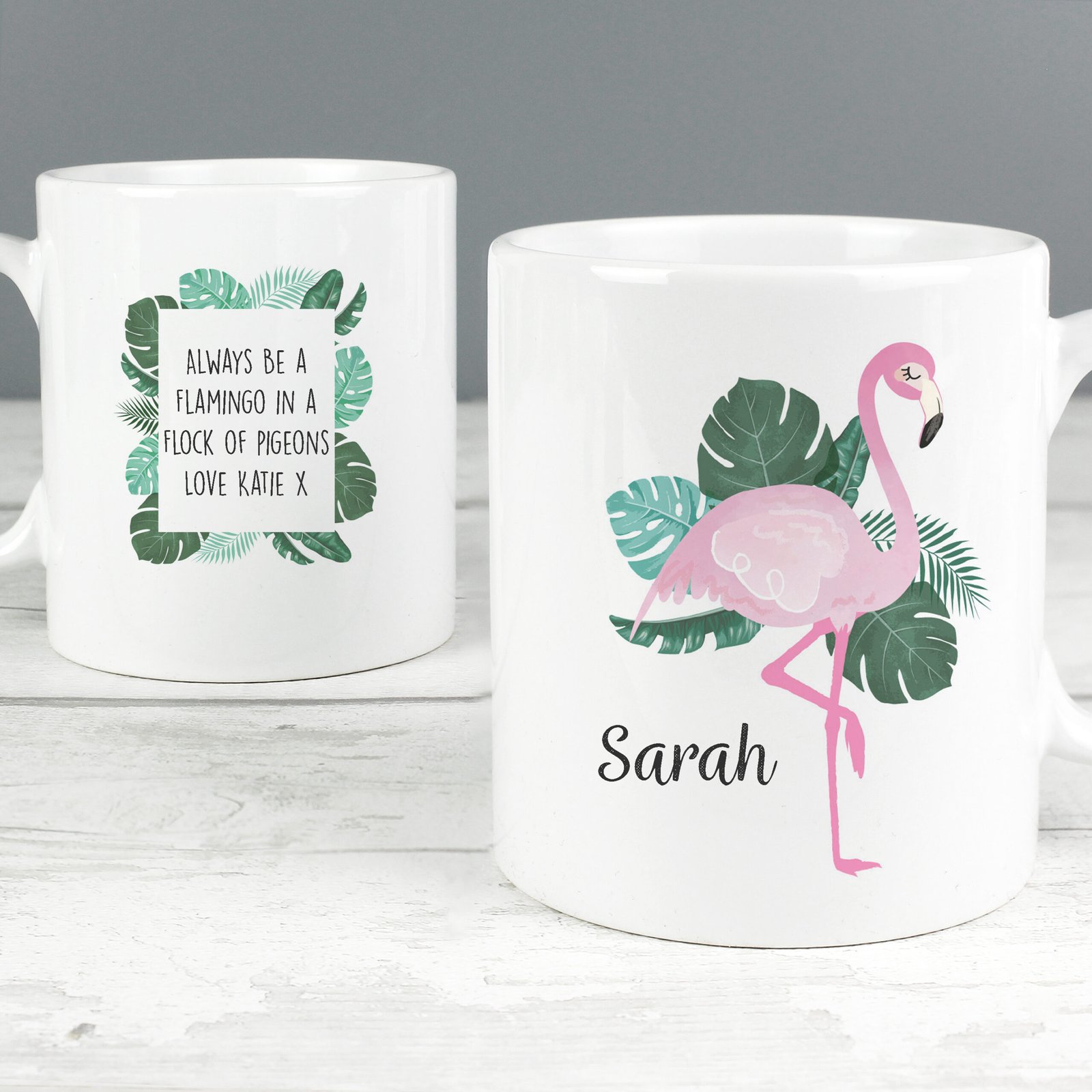 P0806A71 Personalised Flamingo Design Ceramic Mug Personalised Flamingo Design Ceramic Mug - Image 1