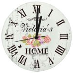 Personalised Shabby Chic Floral Design Glass Wall Clock - Image 3