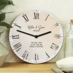 Personalised Any Message Rustic Look Round Wooden Wall Clock - Image 3