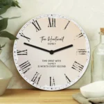 Personalised Any Message Rustic Look Round Wooden Wall Clock - Image 4