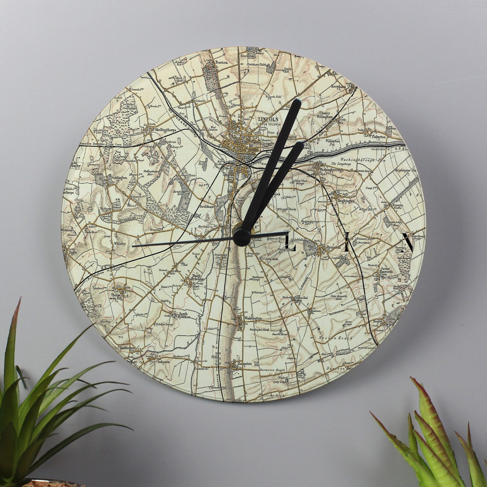 P080720 Personalised 1896-1904 Revised Map Design Glass Wall Clock Personalised 1896-1904 Revised Map Design Glass Wall Clock - Image 1