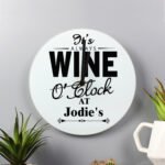 Personalised 'It's Always Wine O'Clock' Glass Wall Clock - Image 2