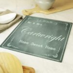 Personalised Family Chalk Design Glass Chopping Board/Worktop Saver - Image 2