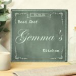 Personalised Family Chalk Design Glass Chopping Board/Worktop Saver - Image 4