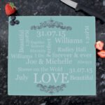 Personalised Typography Design Glass Chopping Board/Worktop Saver