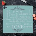 Personalised Typography Design Glass Chopping Board/Worktop Saver