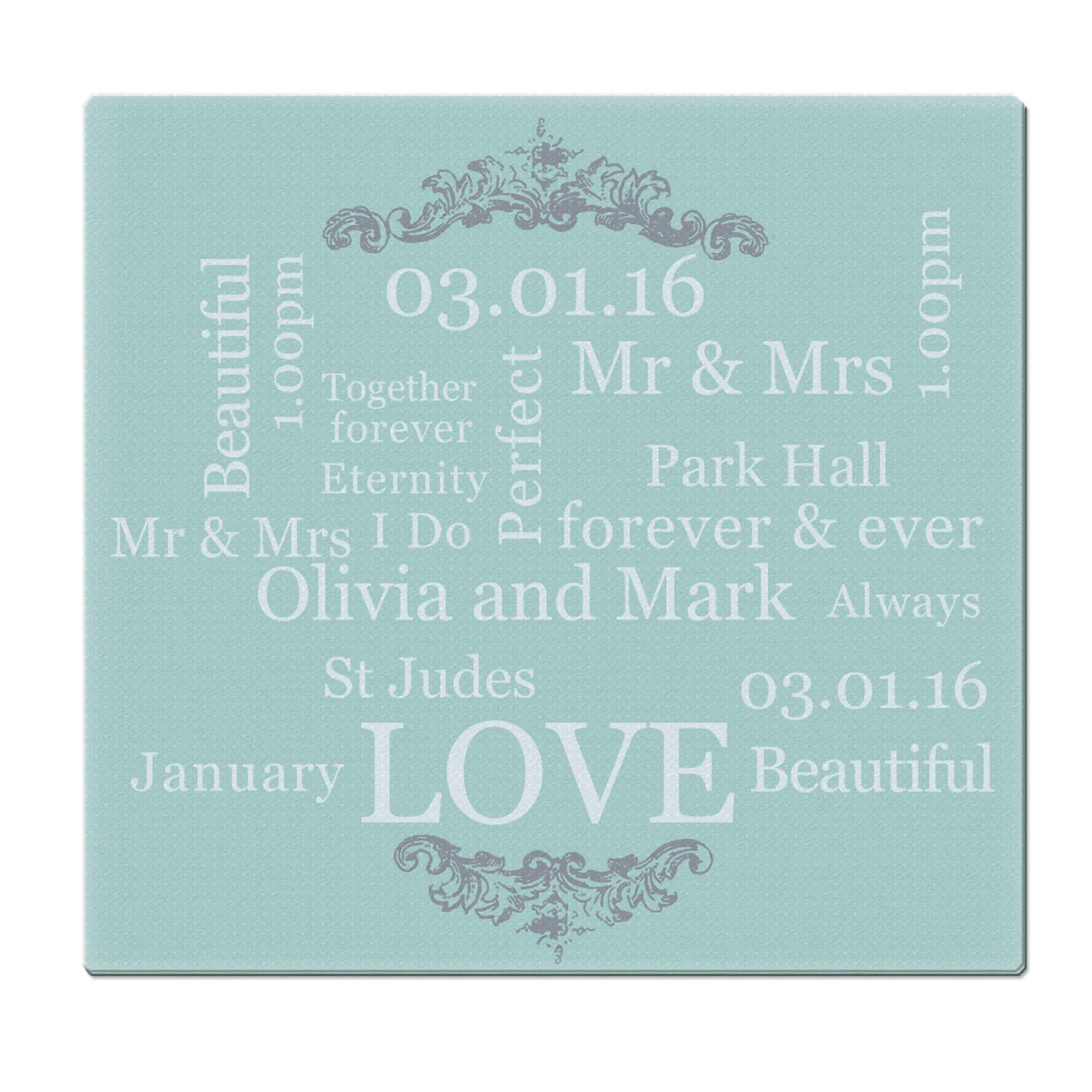 Personalised Typography Design Glass Chopping Board/Worktop Saver - Image 3
