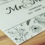 Personalised 'Mr & Mrs' Botanical Design Glass Chopping Board/Worktop Saver - Image 2