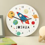 Personalised Rocket in Space Design Large Wooden Wall Clock - Image 4