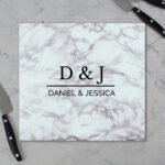 Personalised Marble Effect Glass Chopping Board/Worktop Saver - Image 3