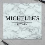 Personalised Marble Effect Glass Chopping Board/Worktop Saver - Image 4